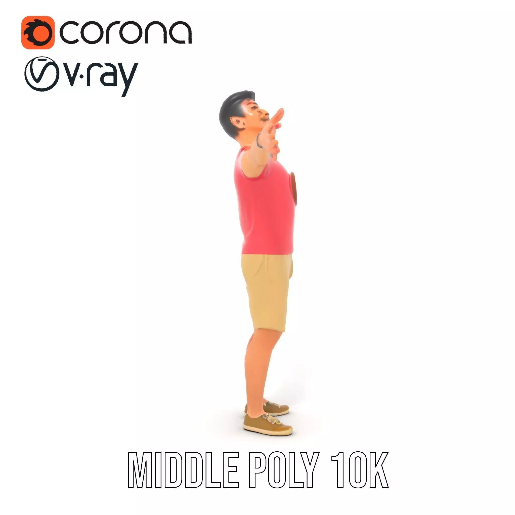 Casual Male Character Model Pack with Open Arms Pose Low-poly 3D model_28