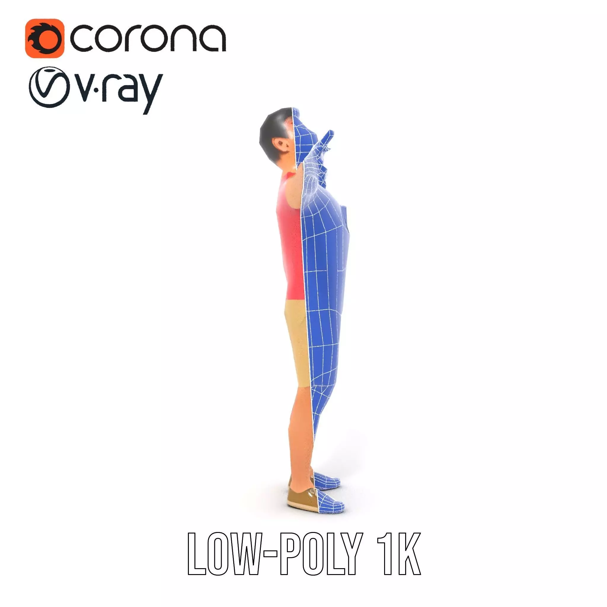 Casual Male Character Model Pack with Open Arms Pose Low-poly 3D model_29