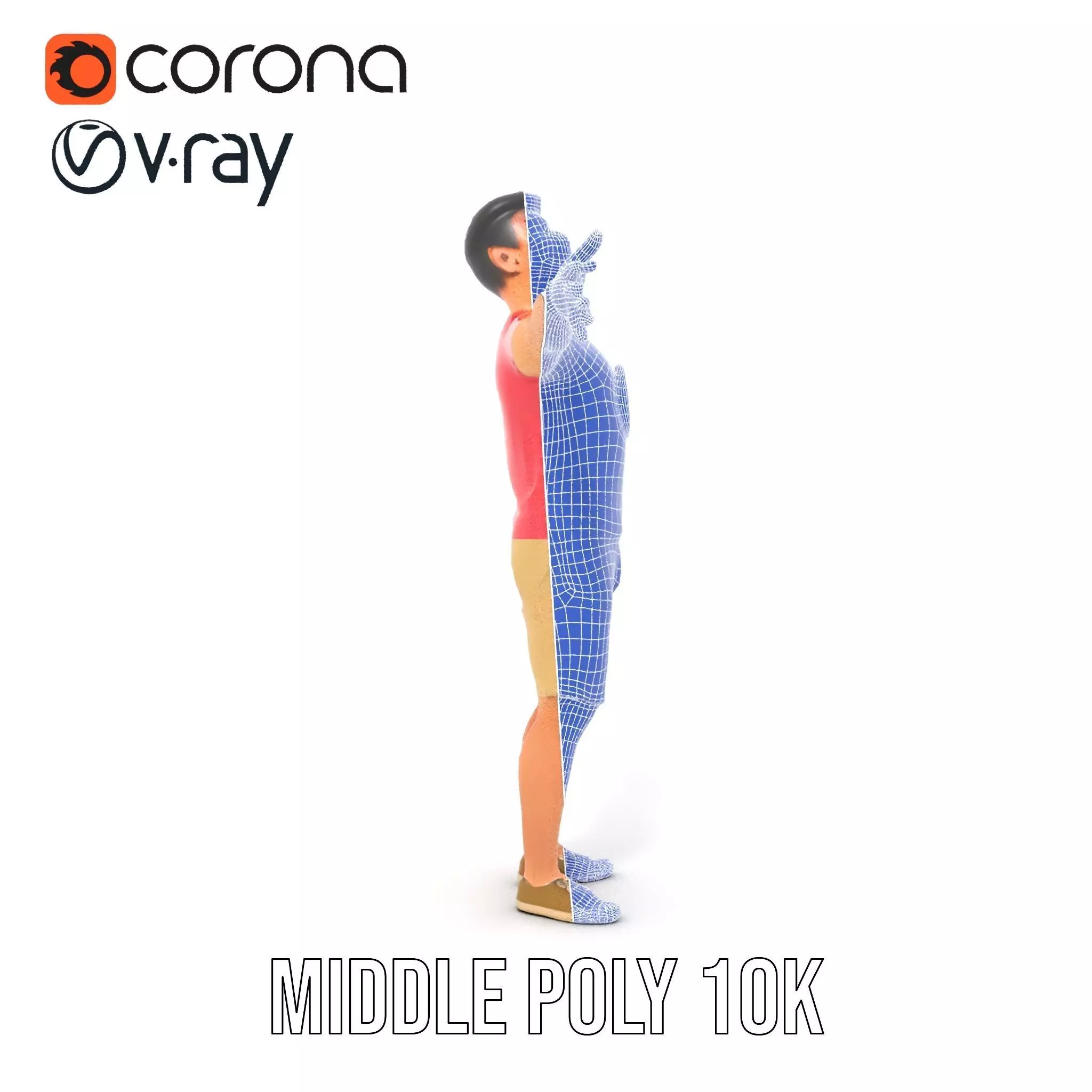 Casual Male Character Model Pack with Open Arms Pose Low-poly 3D model_22