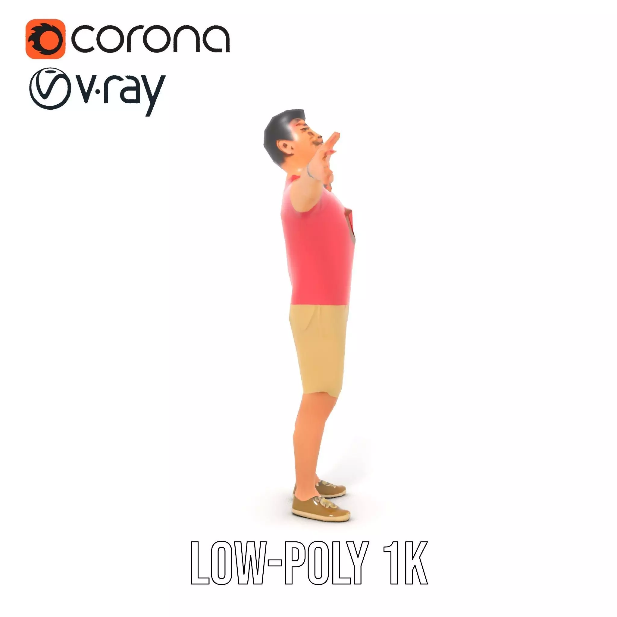 Casual Male Character Model Pack with Open Arms Pose Low-poly 3D model_17