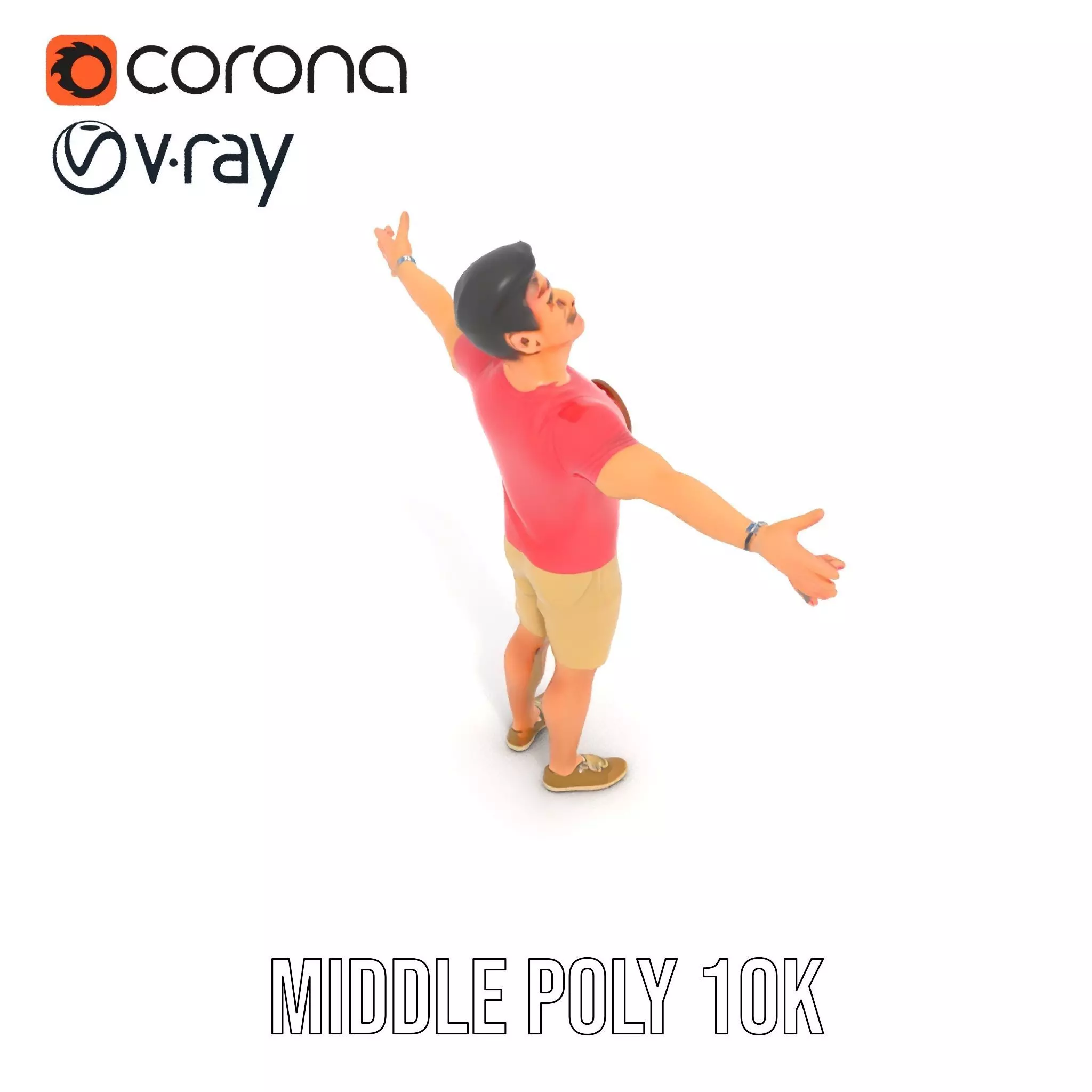 Casual Male Character Model Pack with Open Arms Pose Low-poly 3D model_11