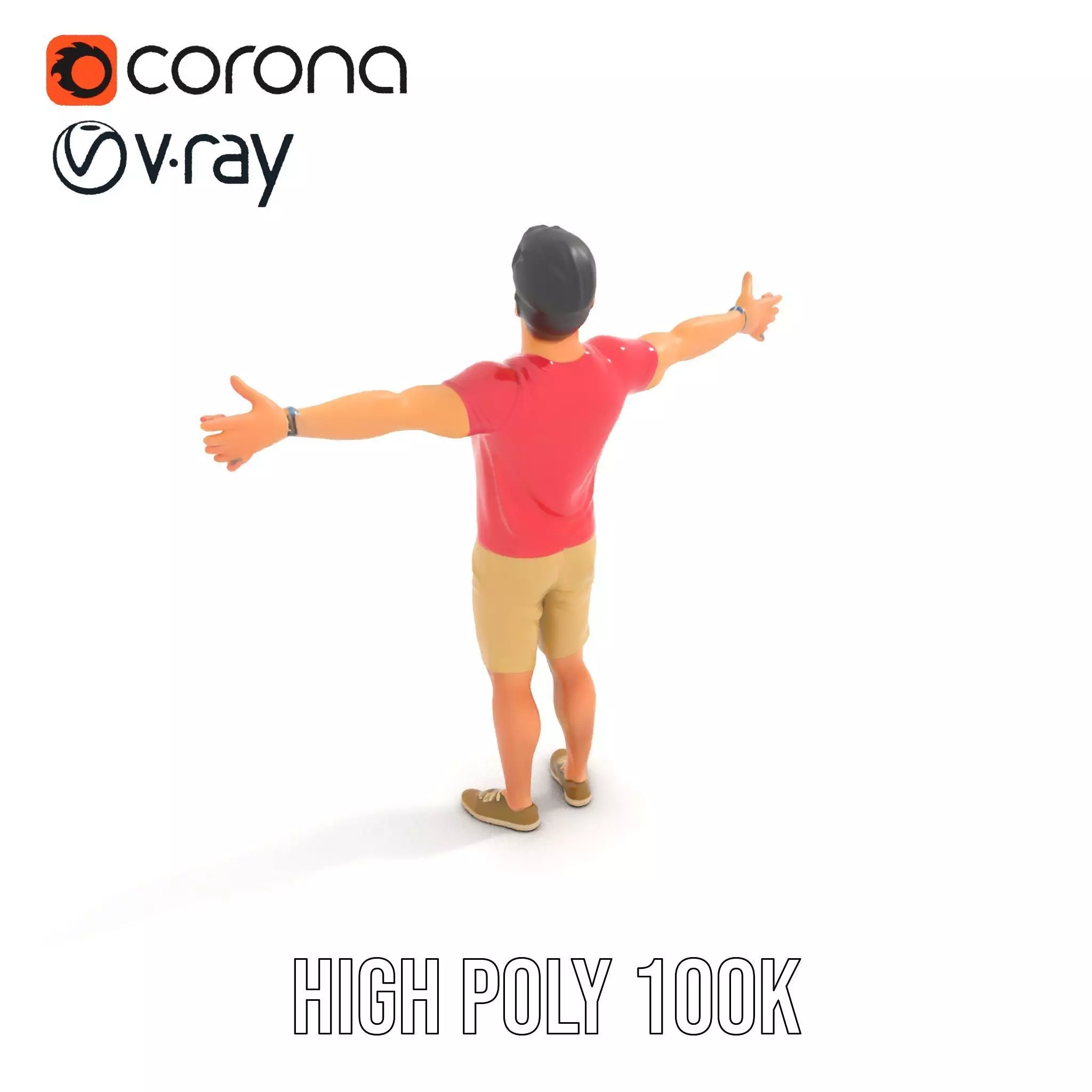 Casual Male Character Model Pack with Open Arms Pose Low-poly 3D model_9