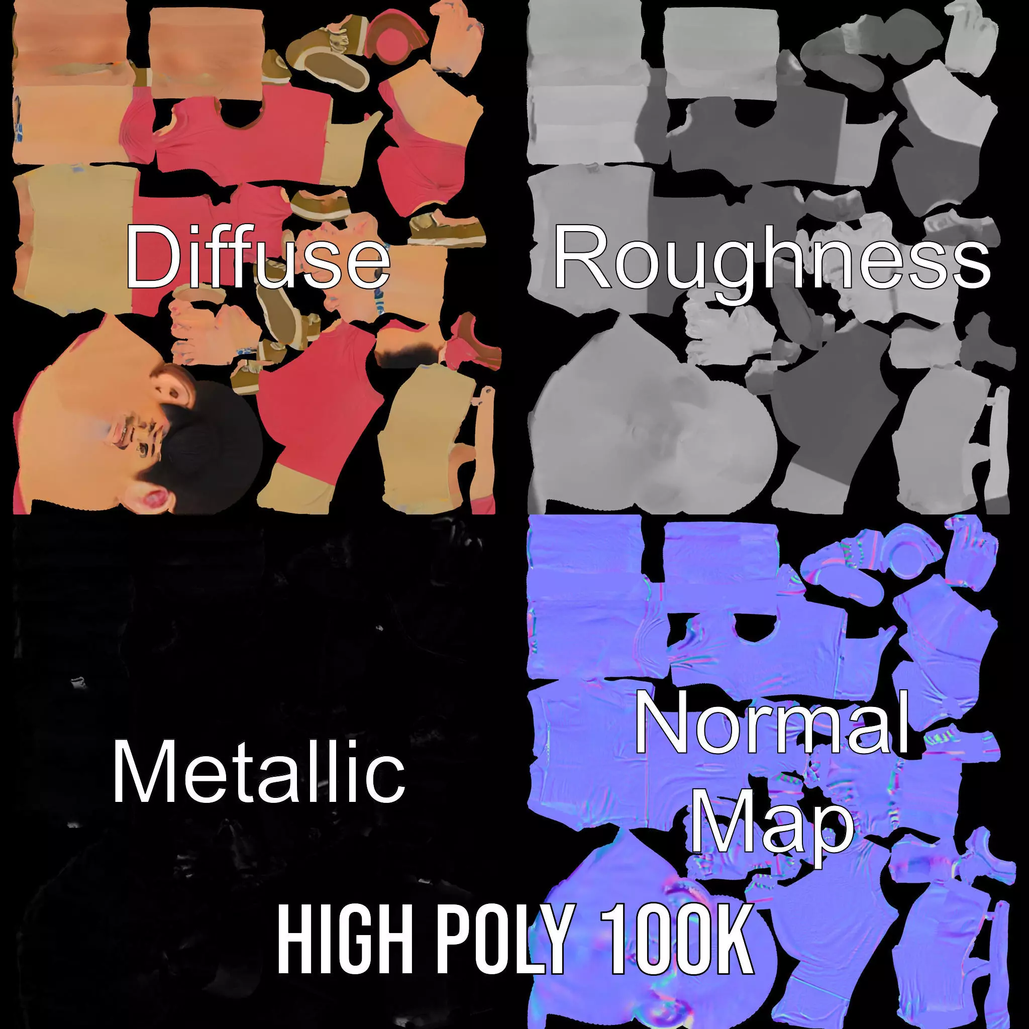 Casual Male Character Model Pack with Open Arms Pose Low-poly 3D model_4