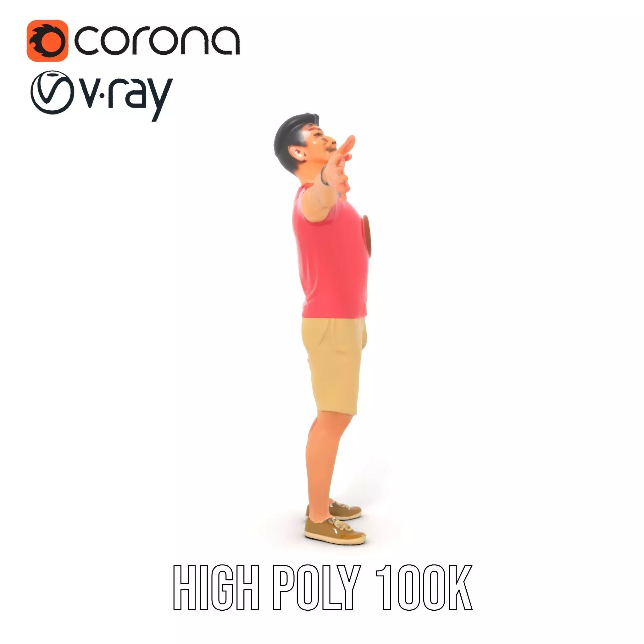 Casual Male Character Model Pack with Open Arms Pose Low-poly 3D model_24