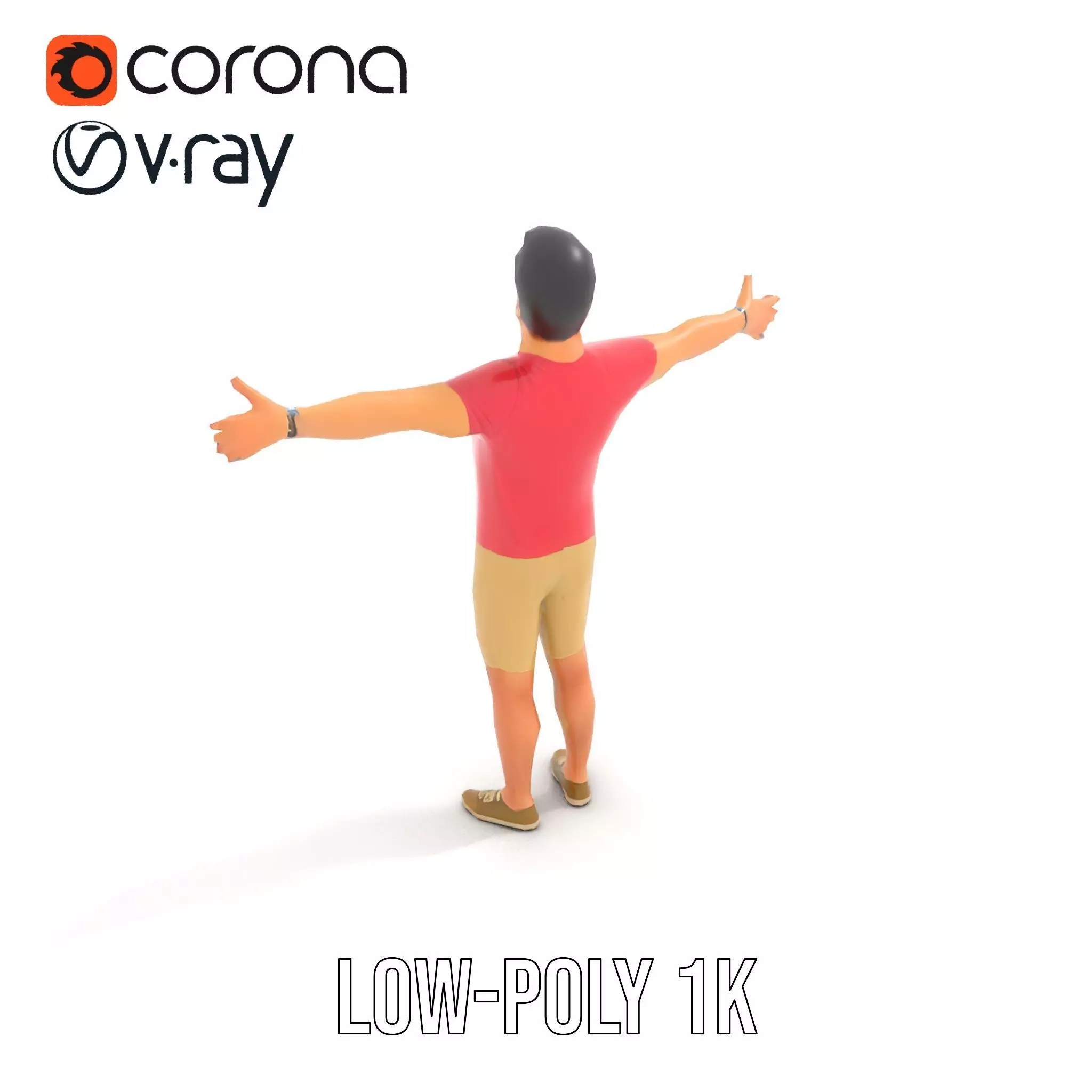 Casual Male Character Model Pack with Open Arms Pose Low-poly 3D model_14