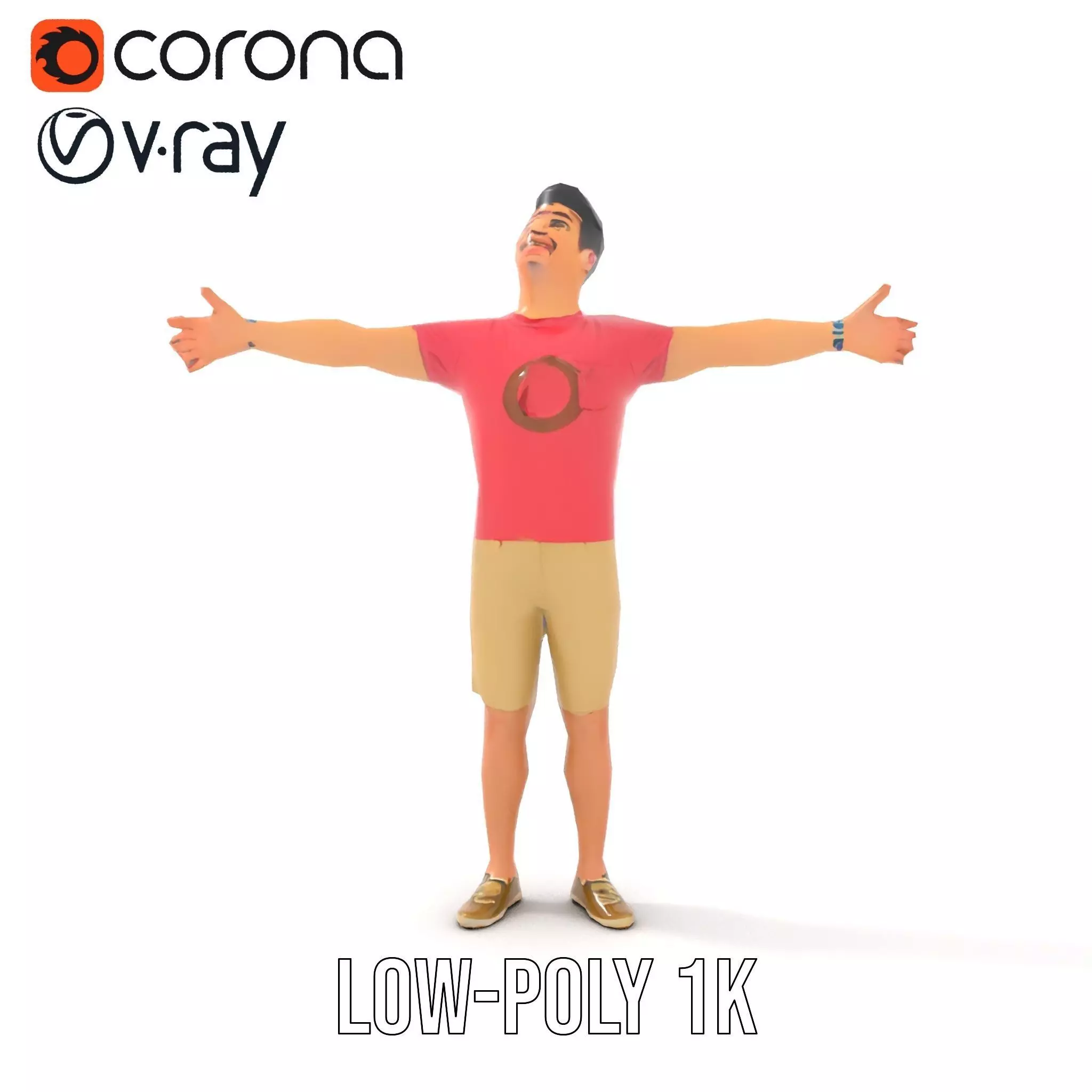 Casual Male Character Model Pack with Open Arms Pose Low-poly 3D model_26