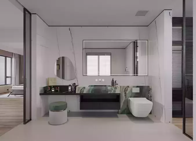 modern bedroom office room bathroom interior scenes 