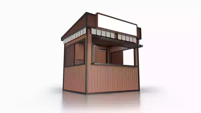 Food Vendor Kiosk V1 3D model 7