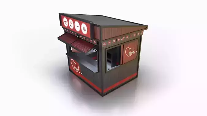 Food Vendor Kiosk V1 3D model 4