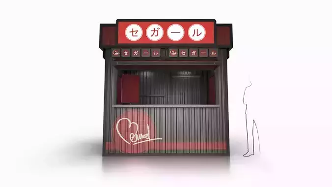 Food Vendor Kiosk V1 3D model 3