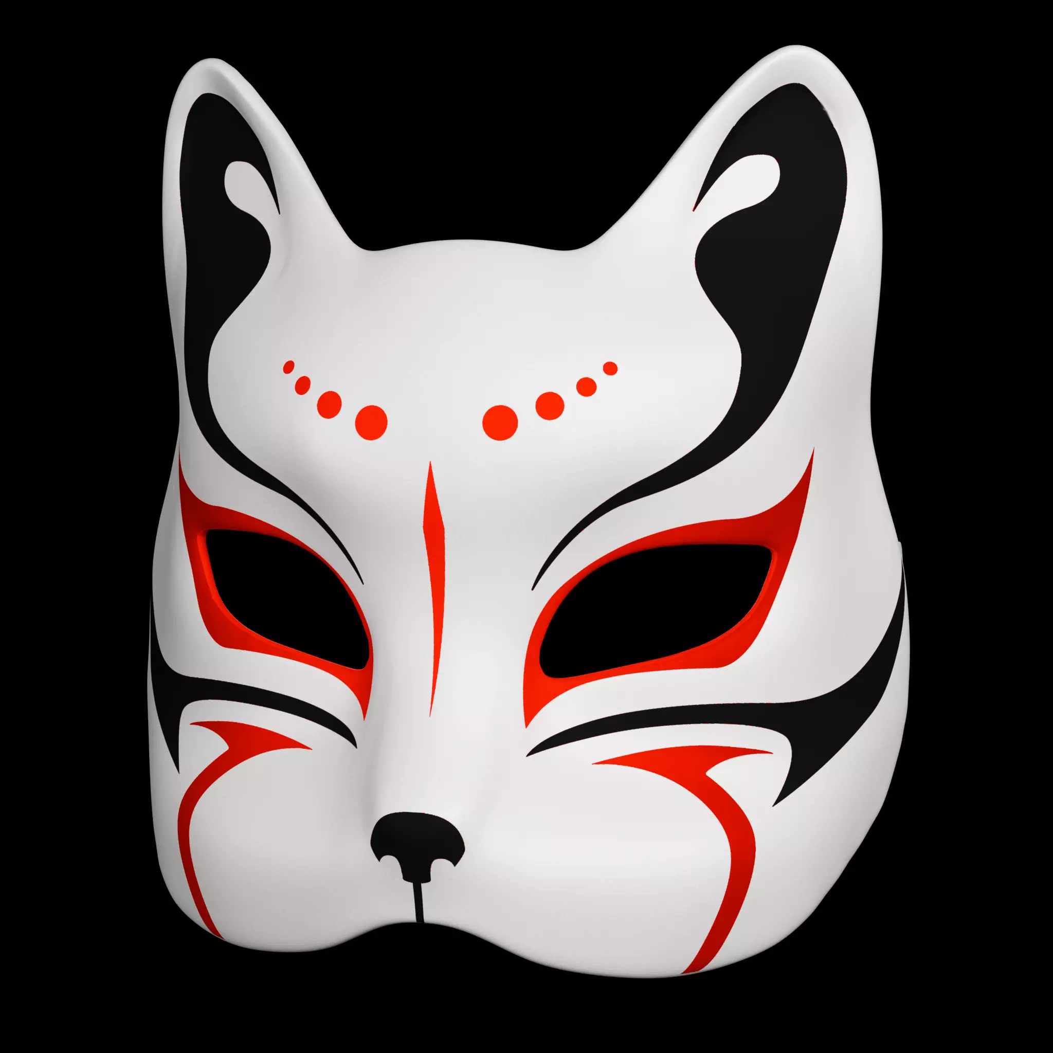 Japanese Kitsune Cat Mask Cosplay and Decoration 3D print model_2