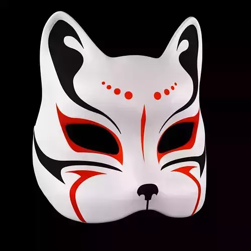Japanese Kitsune Cat Mask Cosplay and Decoration 3D print model