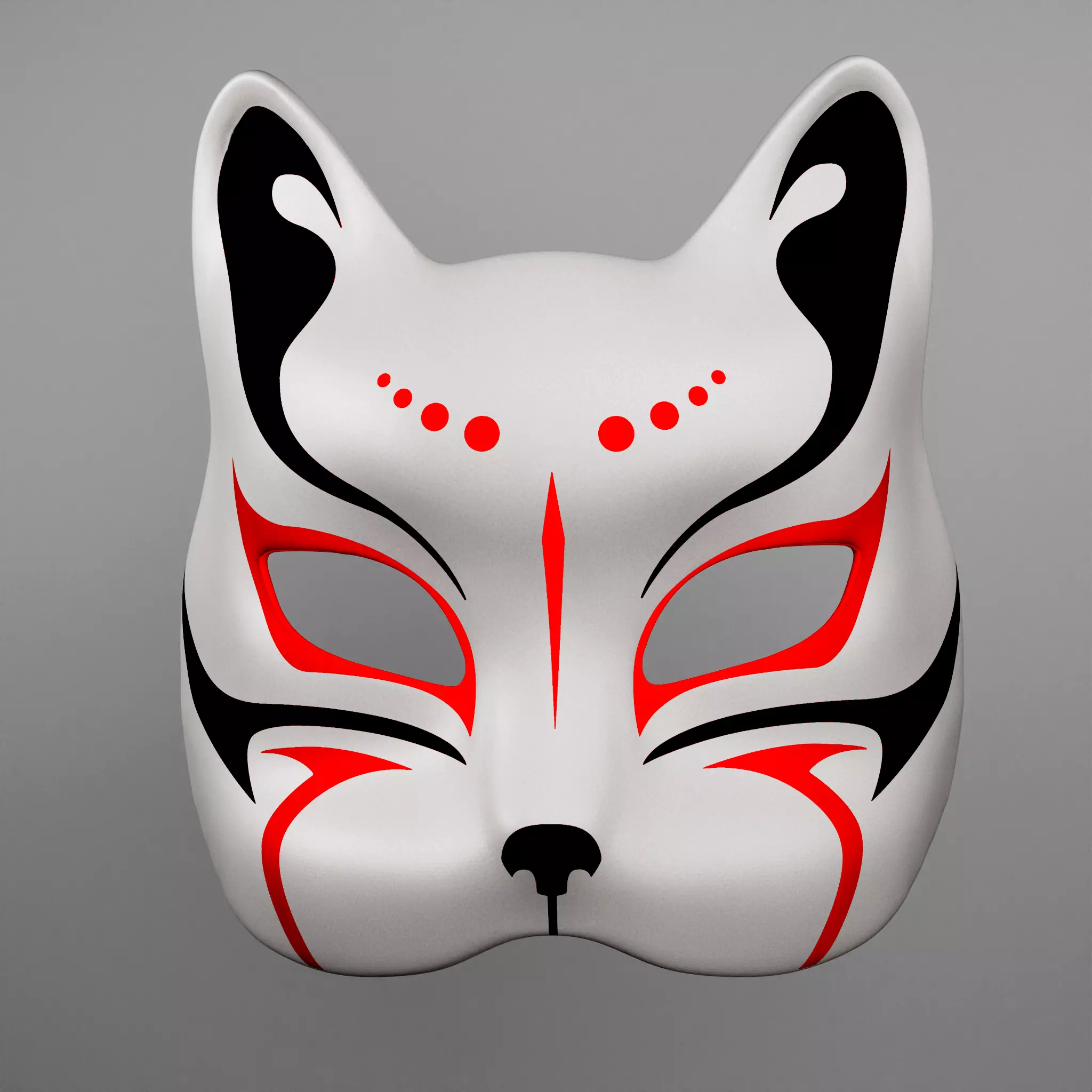 Japanese Kitsune Cat Mask Cosplay and Decoration 3D print model_5
