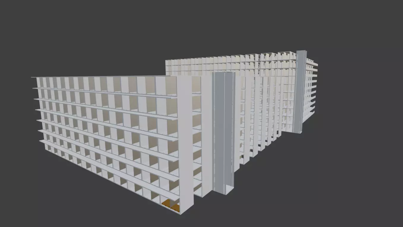 Pallet Storage Concrete Building with lift Free 3D model