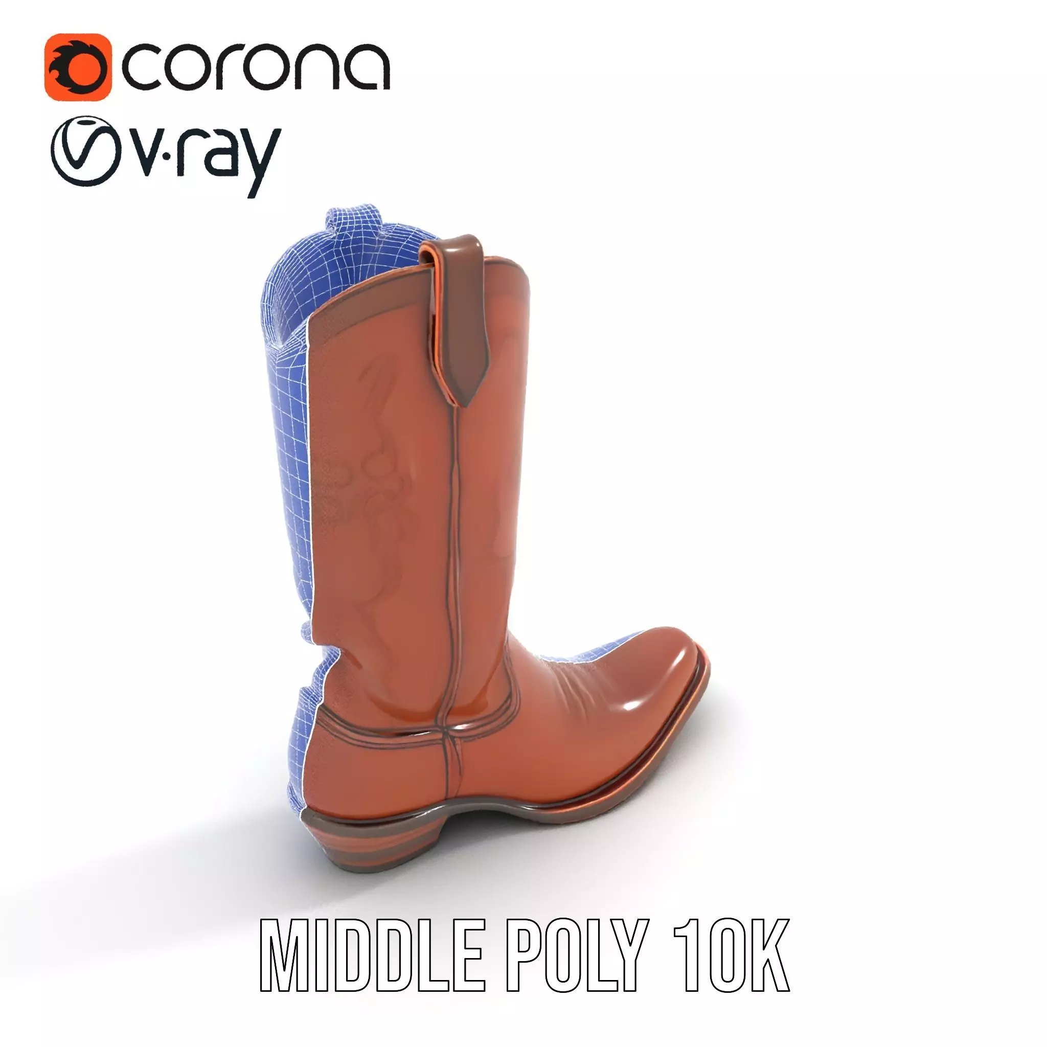 Western Cowboy Boot Model Pack Stylish Leather Design Low-poly 3D model_27