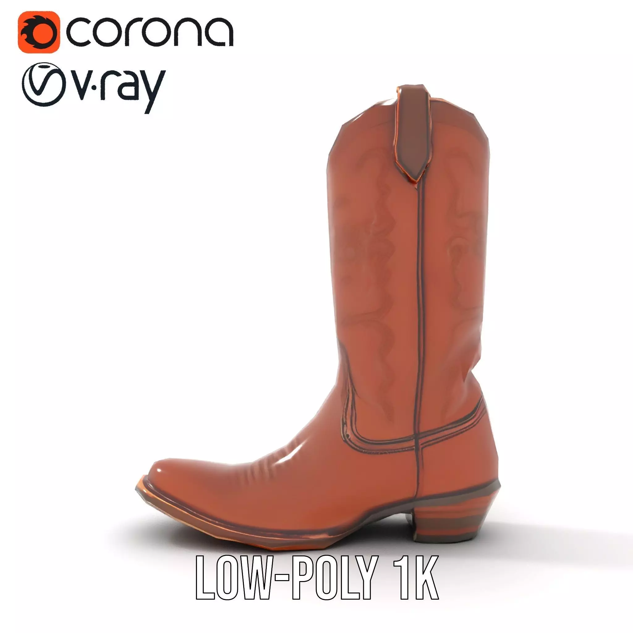 Western Cowboy Boot Model Pack Stylish Leather Design Low-poly 3D model_10