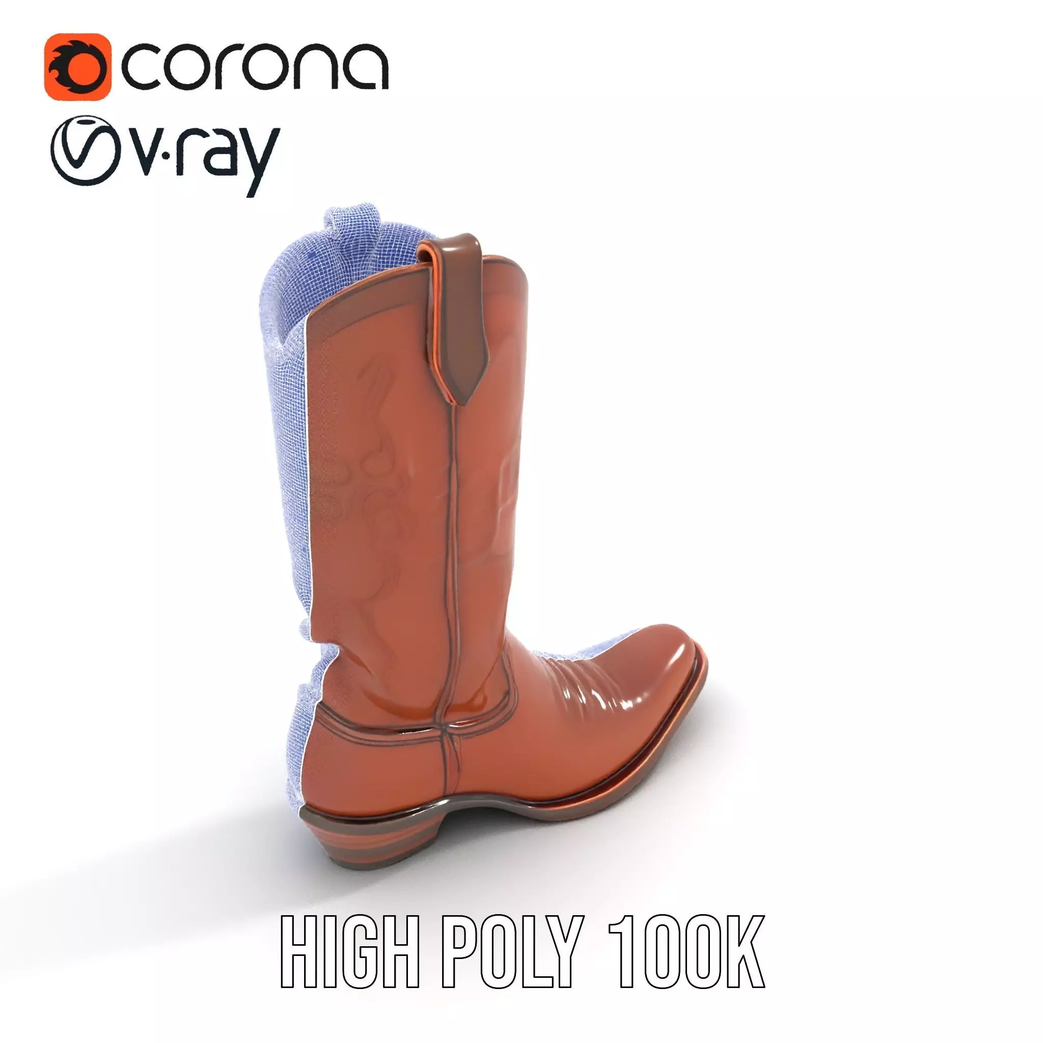 Western Cowboy Boot Model Pack Stylish Leather Design Low-poly 3D model_33