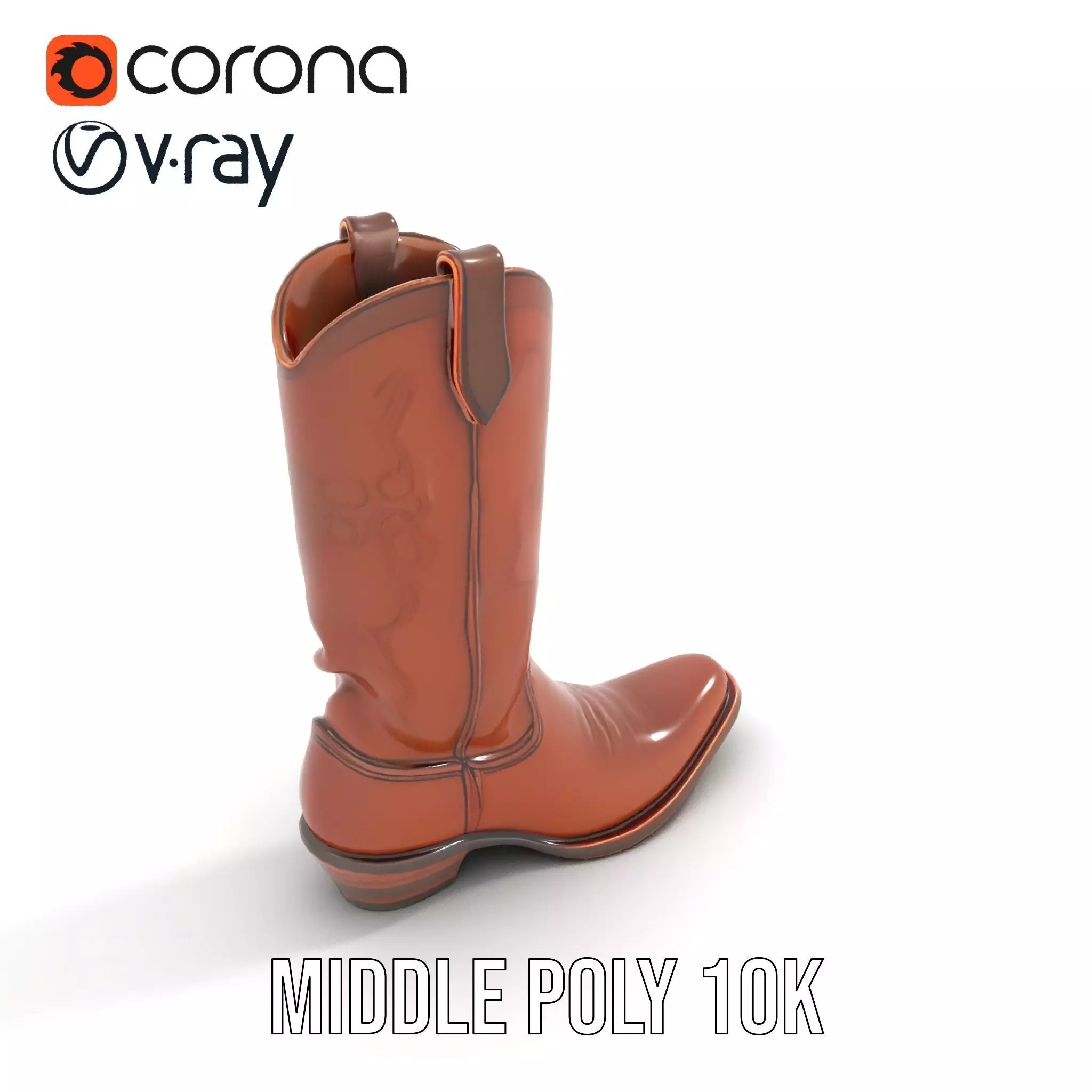 Western Cowboy Boot Model Pack Stylish Leather Design Low-poly 3D model_7