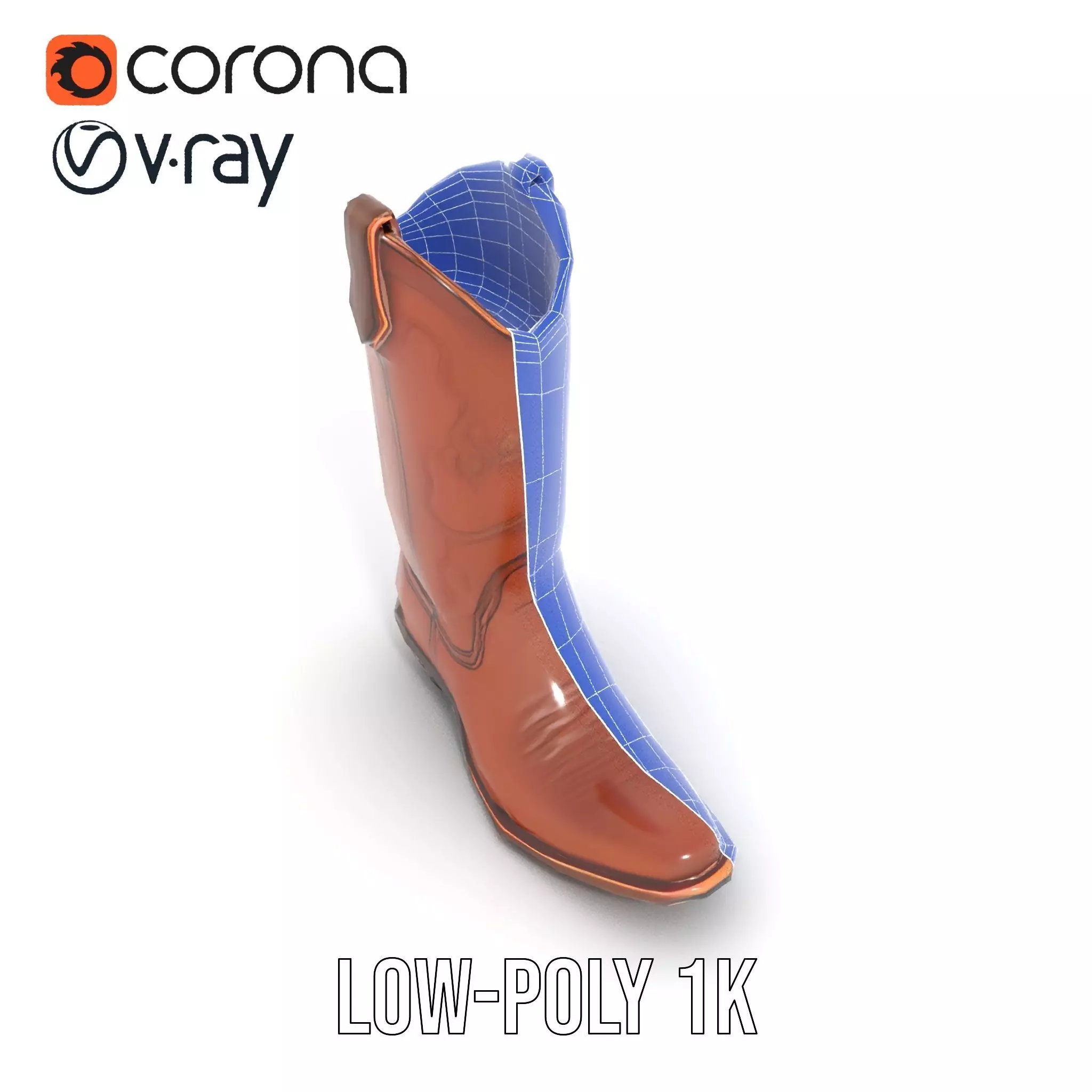 Western Cowboy Boot Model Pack Stylish Leather Design Low-poly 3D model_28
