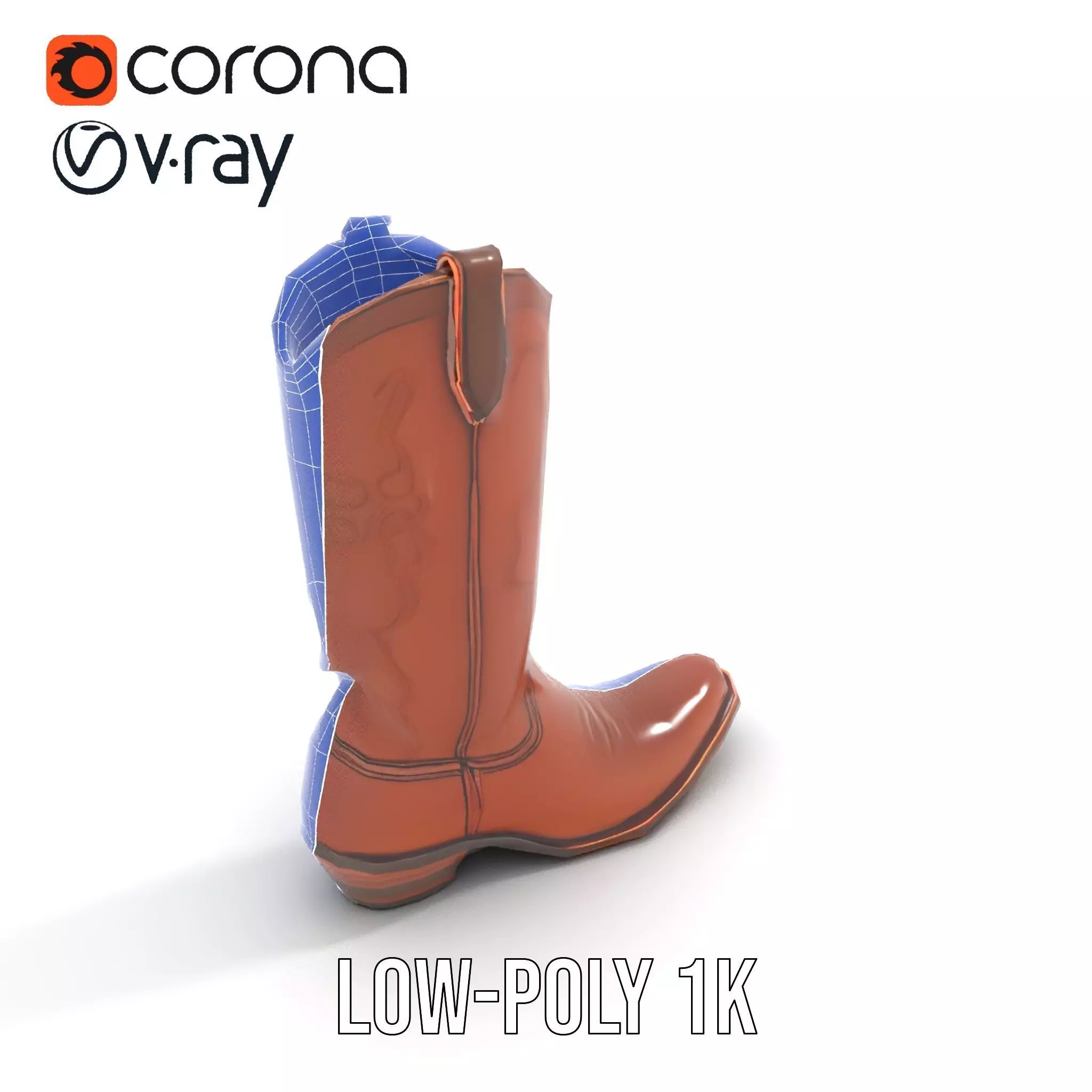 Western Cowboy Boot Model Pack Stylish Leather Design Low-poly 3D model_18