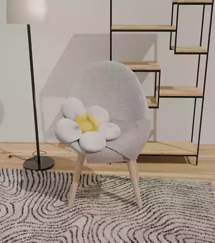 Chair with a daisy-shaped cushion