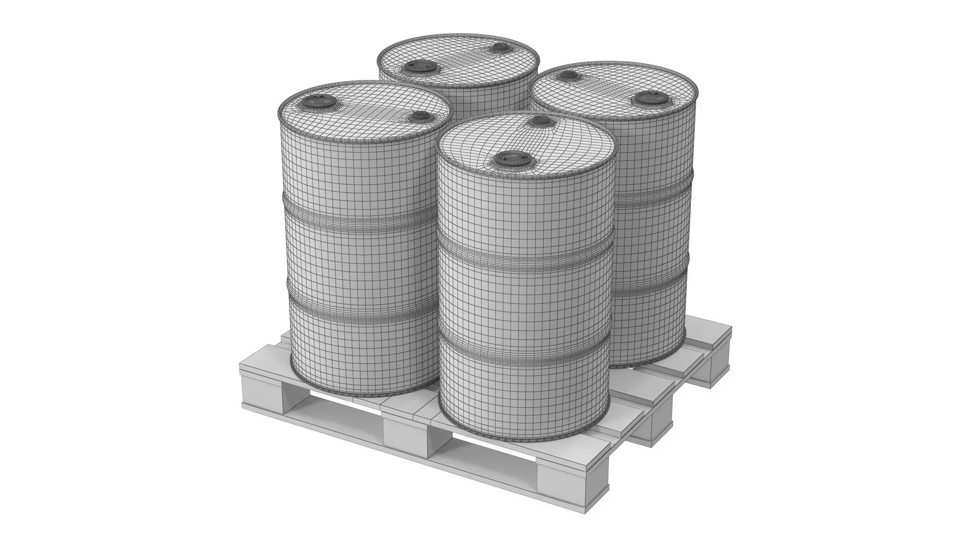 Barrels on Pallet Low-poly 3D model_8