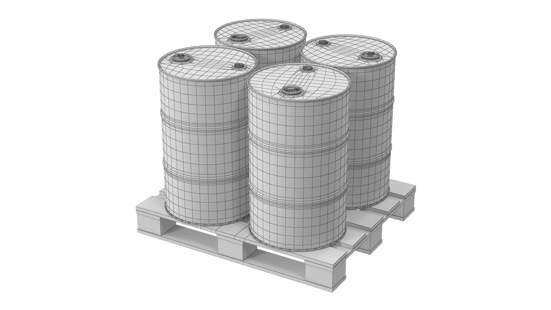 Barrels on Pallet Low-poly 3D model_7