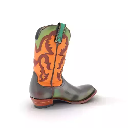 Western Cowboy Boot Model Pack with Decorative Pattern Low-poly 3D model