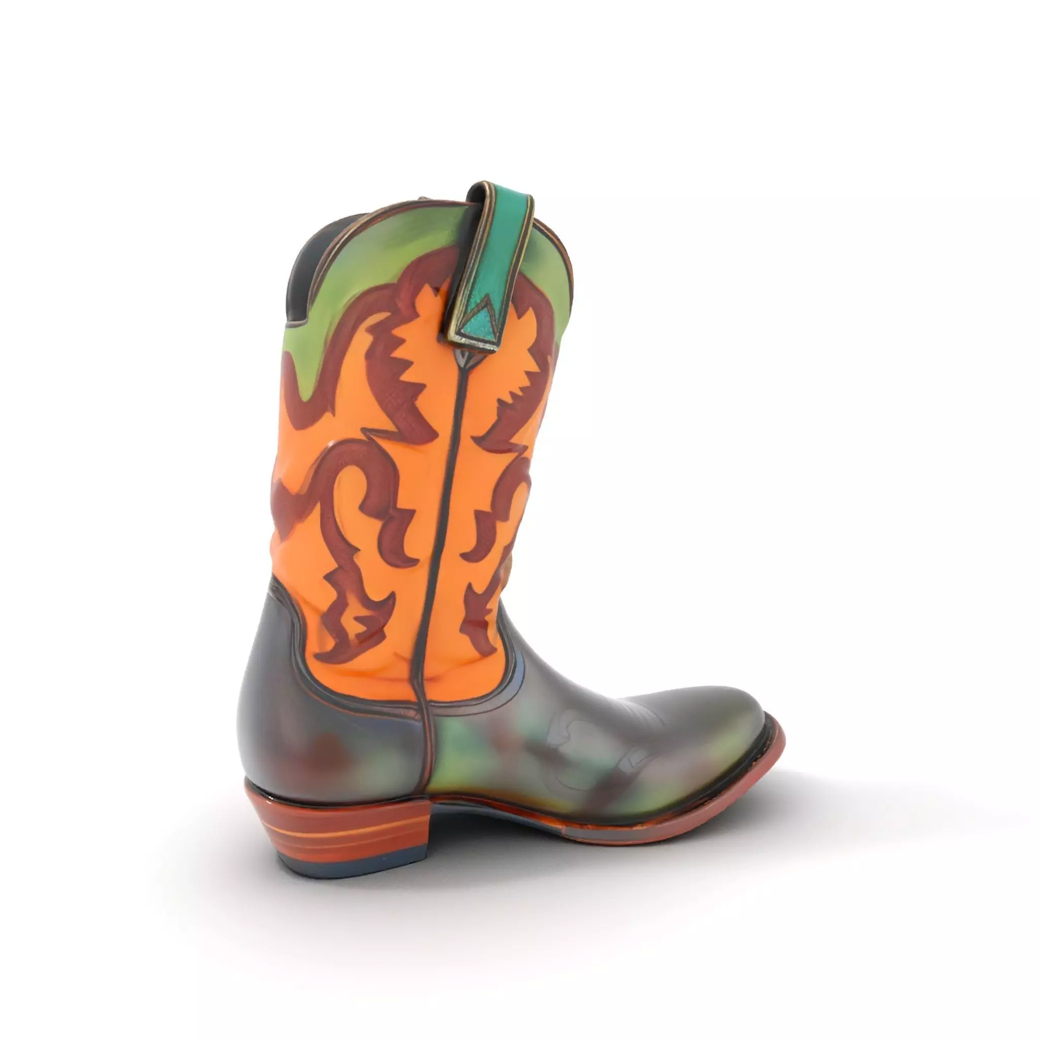 Western Cowboy Boot Model Pack with Decorative Pattern Low-poly 3D model_0