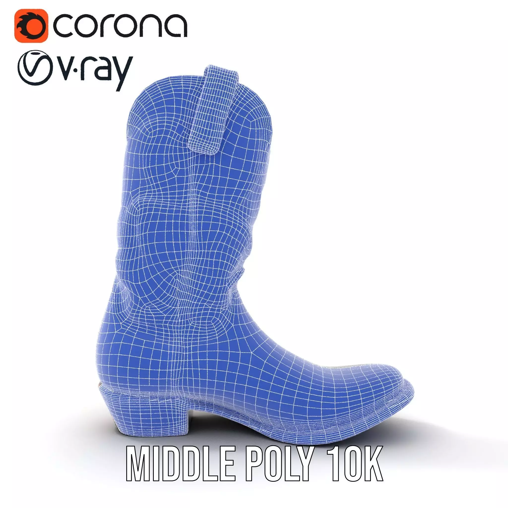 Western Cowboy Boot Model Pack with Decorative Pattern Low-poly 3D model_25