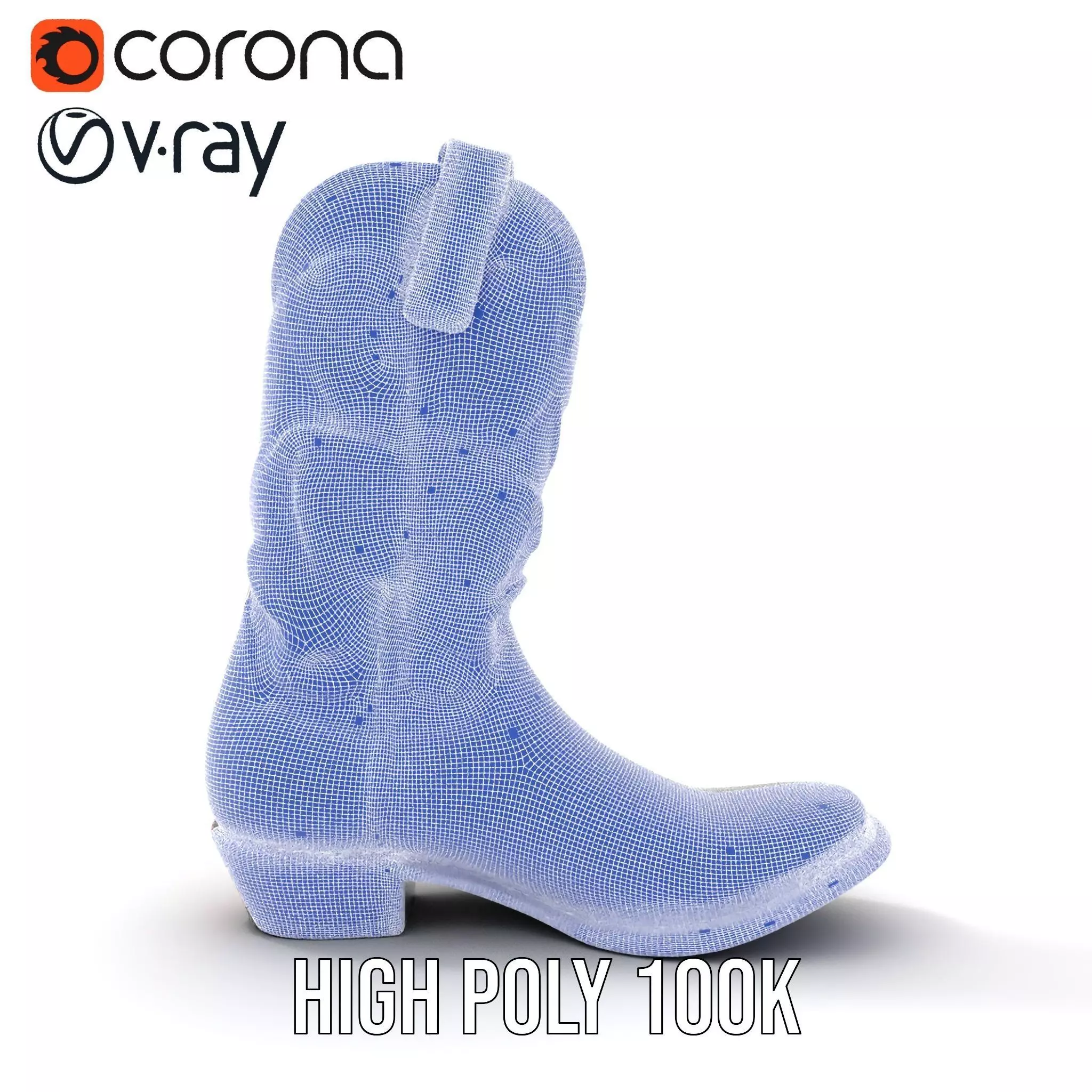 Western Cowboy Boot Model Pack with Decorative Pattern Low-poly 3D model_30
