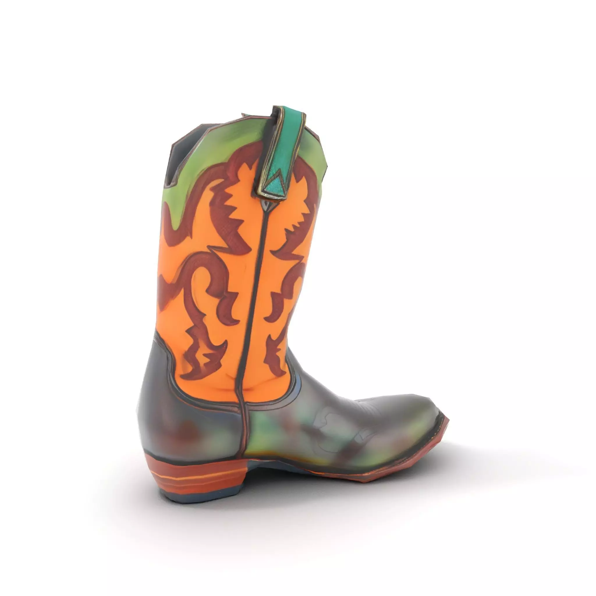Western Cowboy Boot Model Pack with Decorative Pattern Low-poly 3D model_15