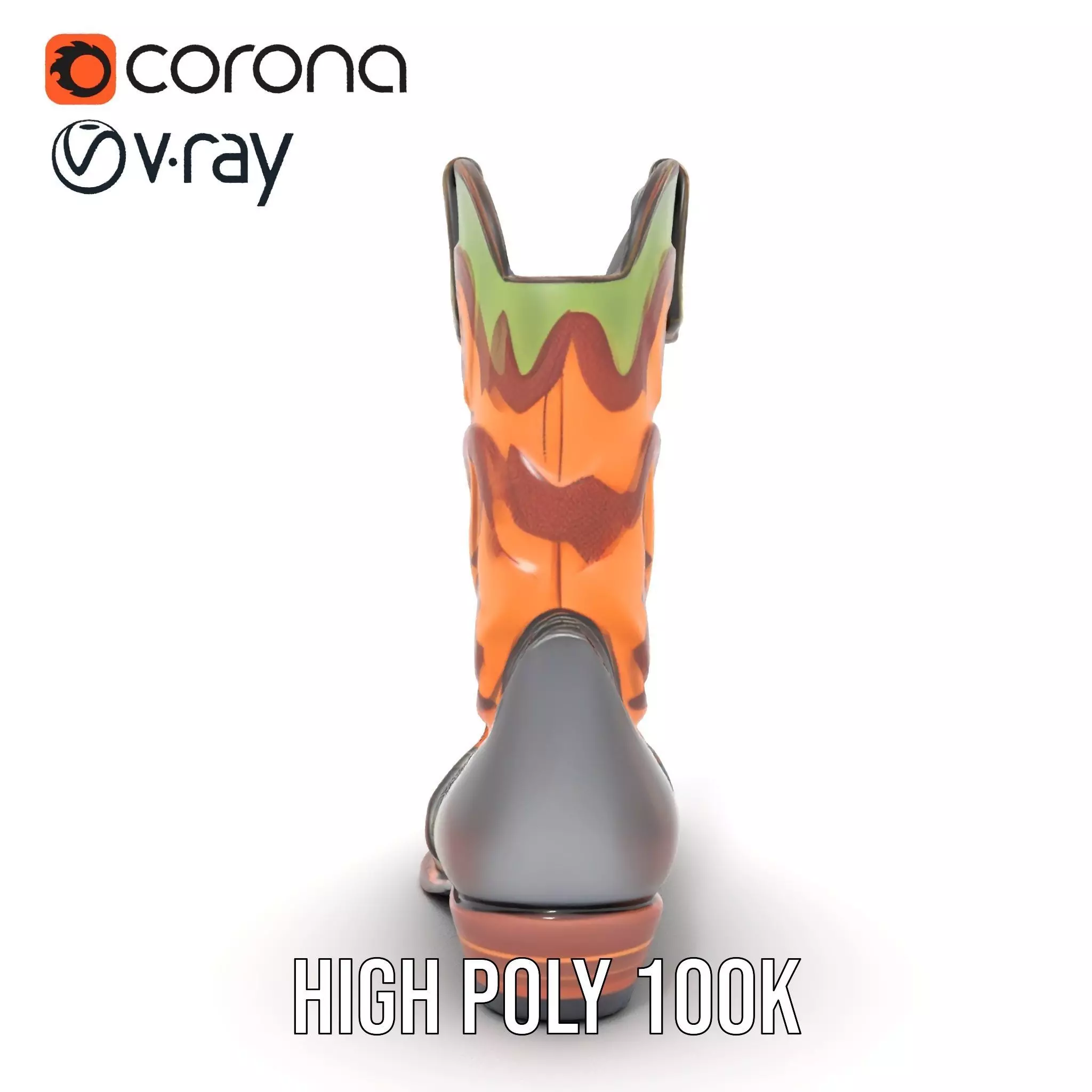 Western Cowboy Boot Model Pack with Decorative Pattern Low-poly 3D model_27