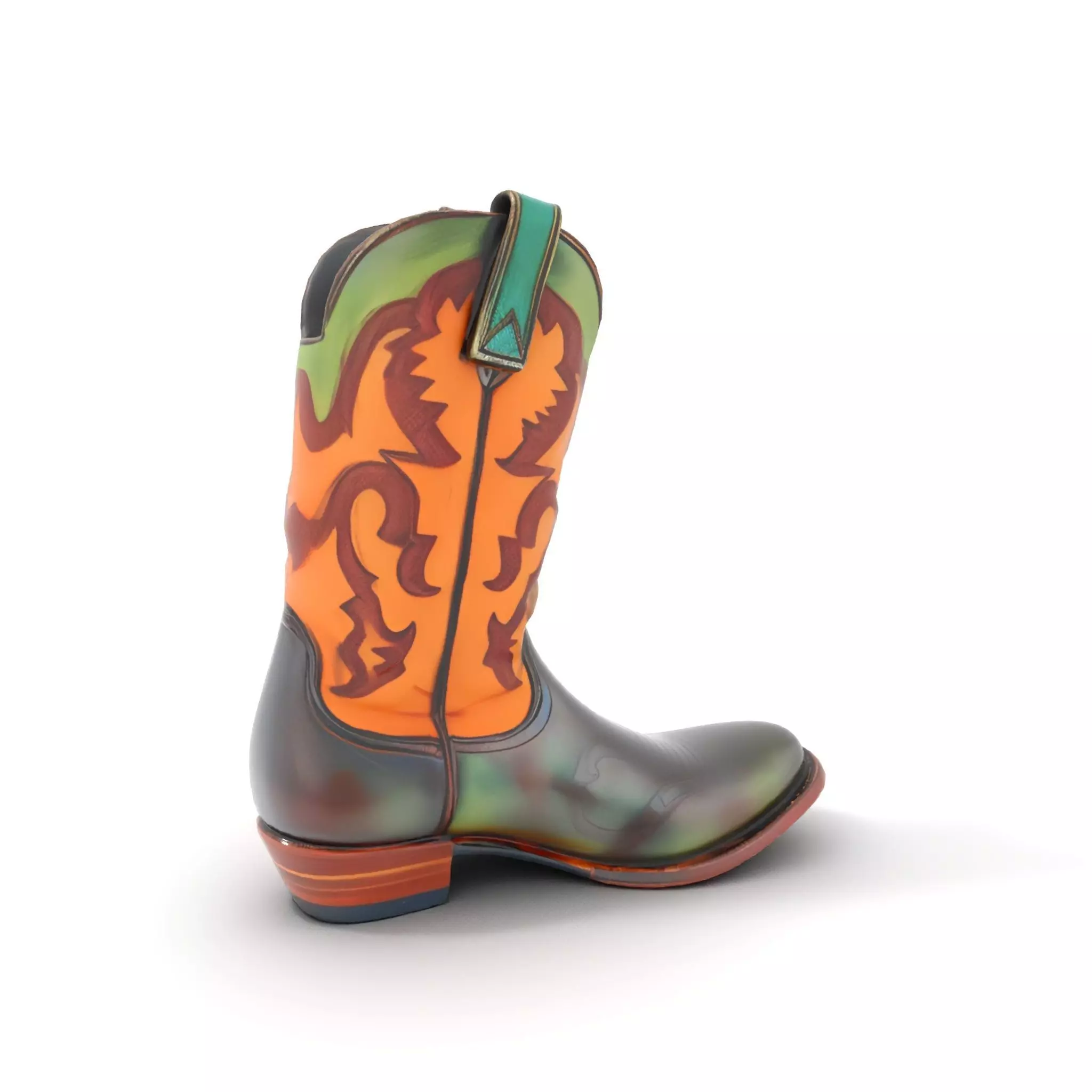 Western Cowboy Boot Model Pack with Decorative Pattern Low-poly 3D model_7