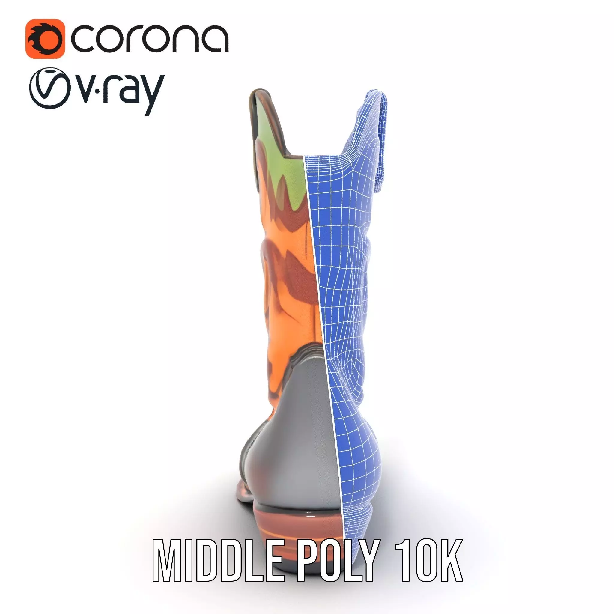 Western Cowboy Boot Model Pack with Decorative Pattern Low-poly 3D model_31