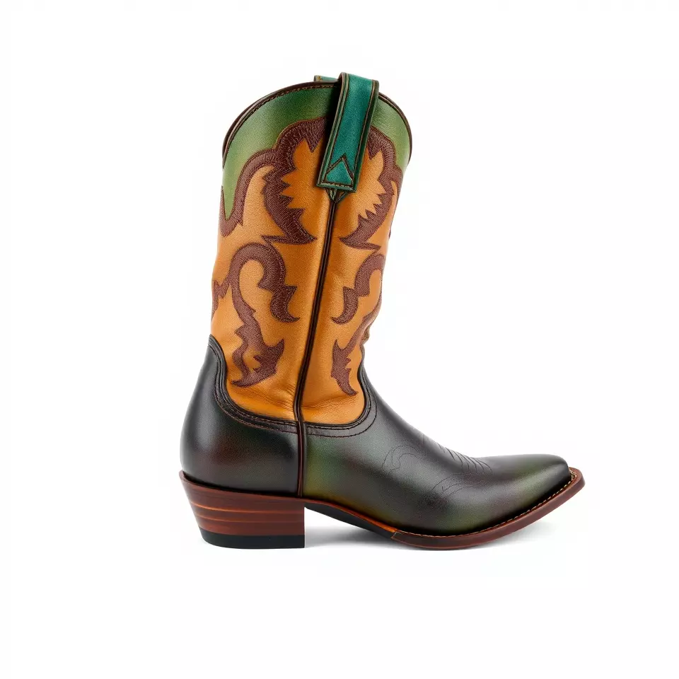 Western Cowboy Boot Model Pack with Decorative Pattern Low-poly 3D model_3
