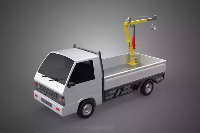 FOLDING HYDRAULIC JIB CRANE MANUAL HAND CRANK WINCH TRUCK PICKUP 3D model