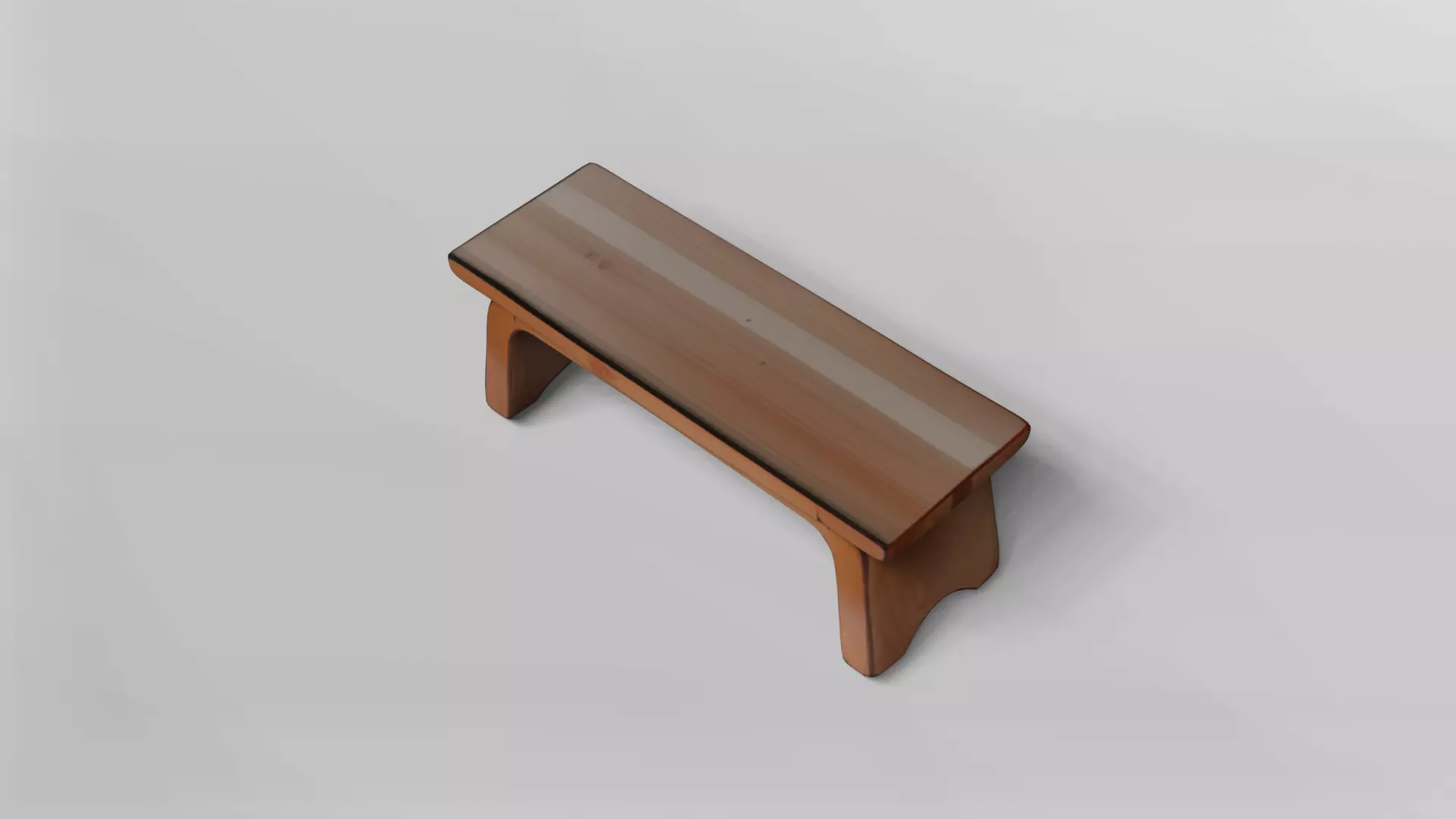 Minimalist Wooden Bench with Curved Legs 3D model_4