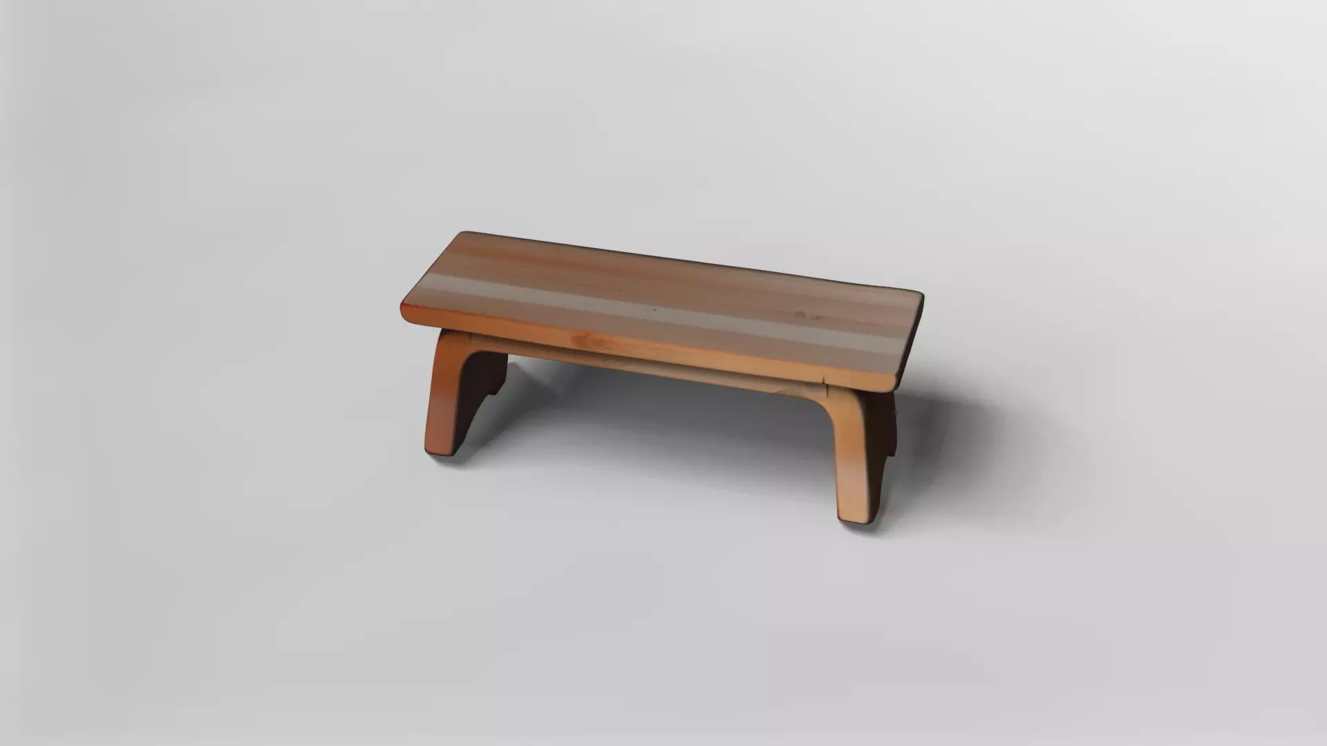 Minimalist Wooden Bench with Curved Legs 3D model_1