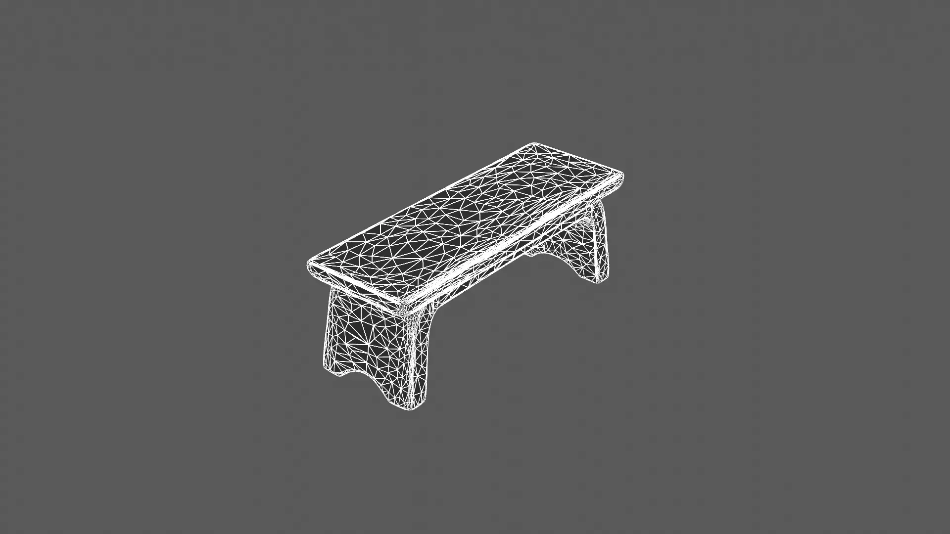 Minimalist Wooden Bench with Curved Legs 3D model_8