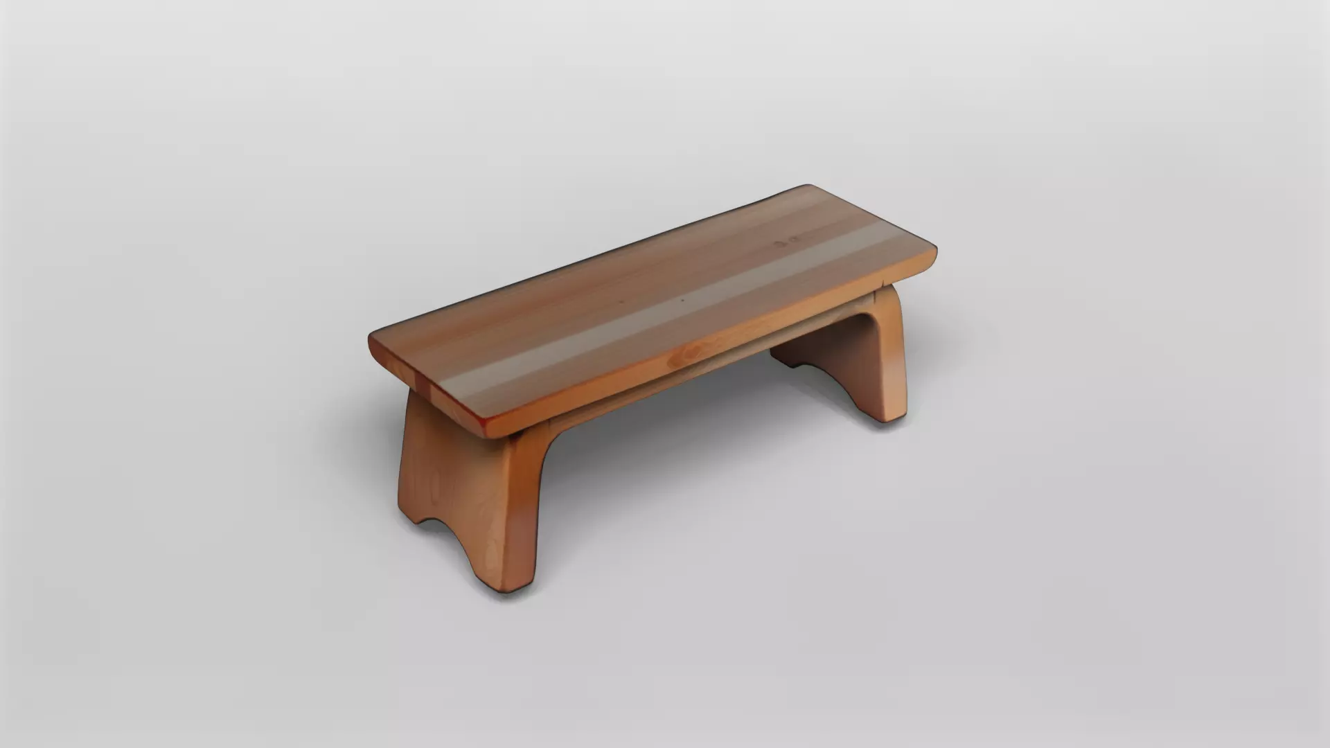 Minimalist Wooden Bench with Curved Legs 3D model_0