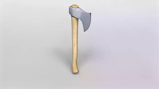 Realistic Wooden Axe 3D Model