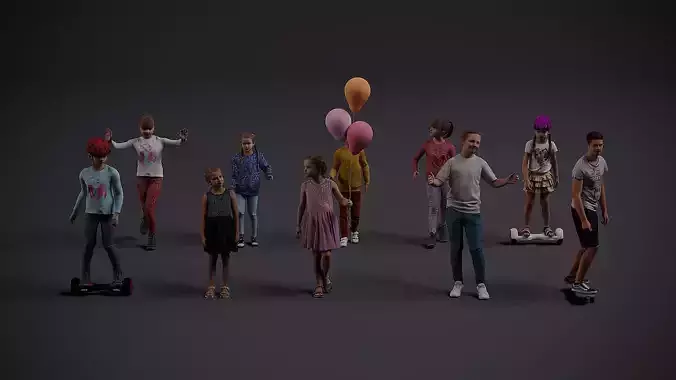 Childrens Collection x10 Low-poly 3D model