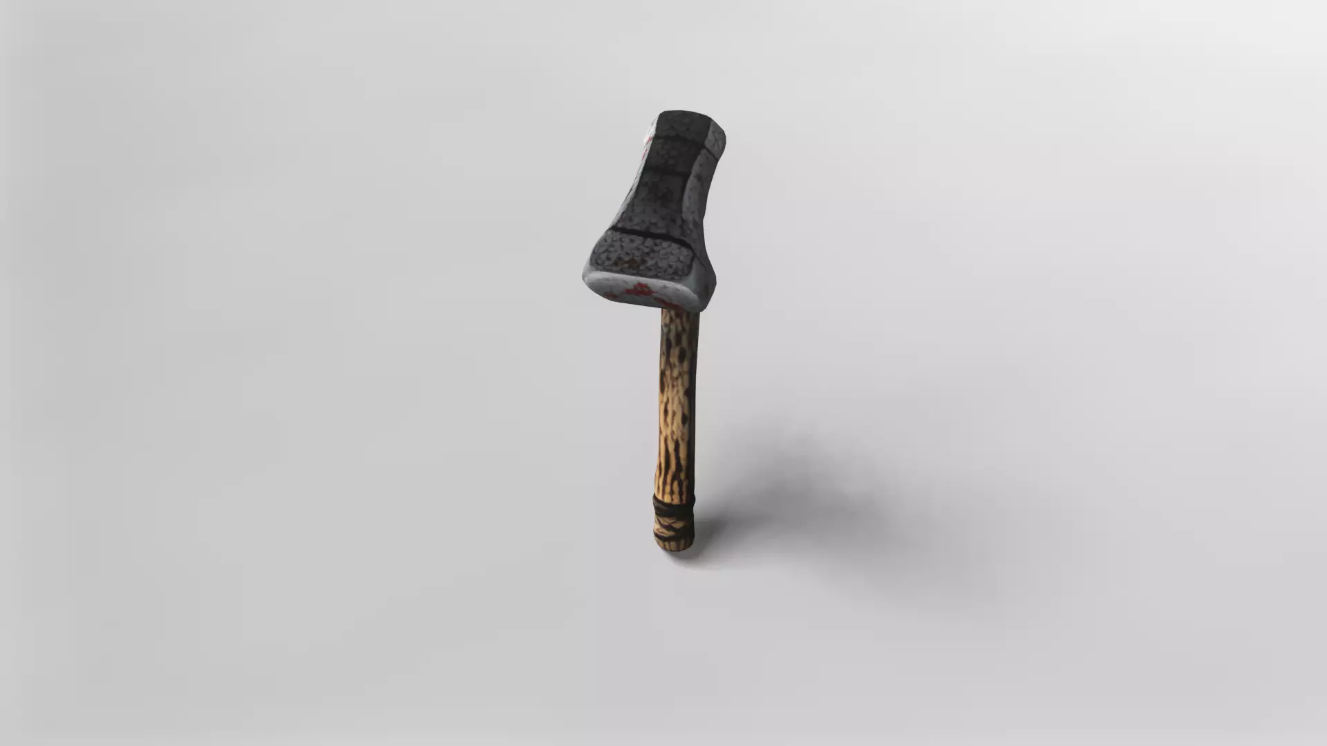 Rustic Wooden Hammer with Metal Head 3D Model 3D model_1