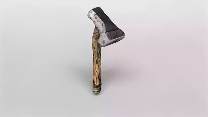 Rustic Wooden Hammer with Metal Head 3D Model