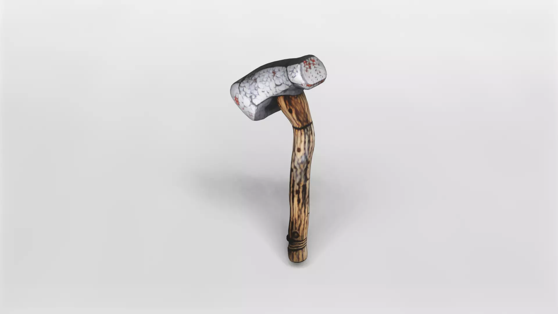 Rustic Wooden Hammer with Metal Head 3D Model 3D model_3