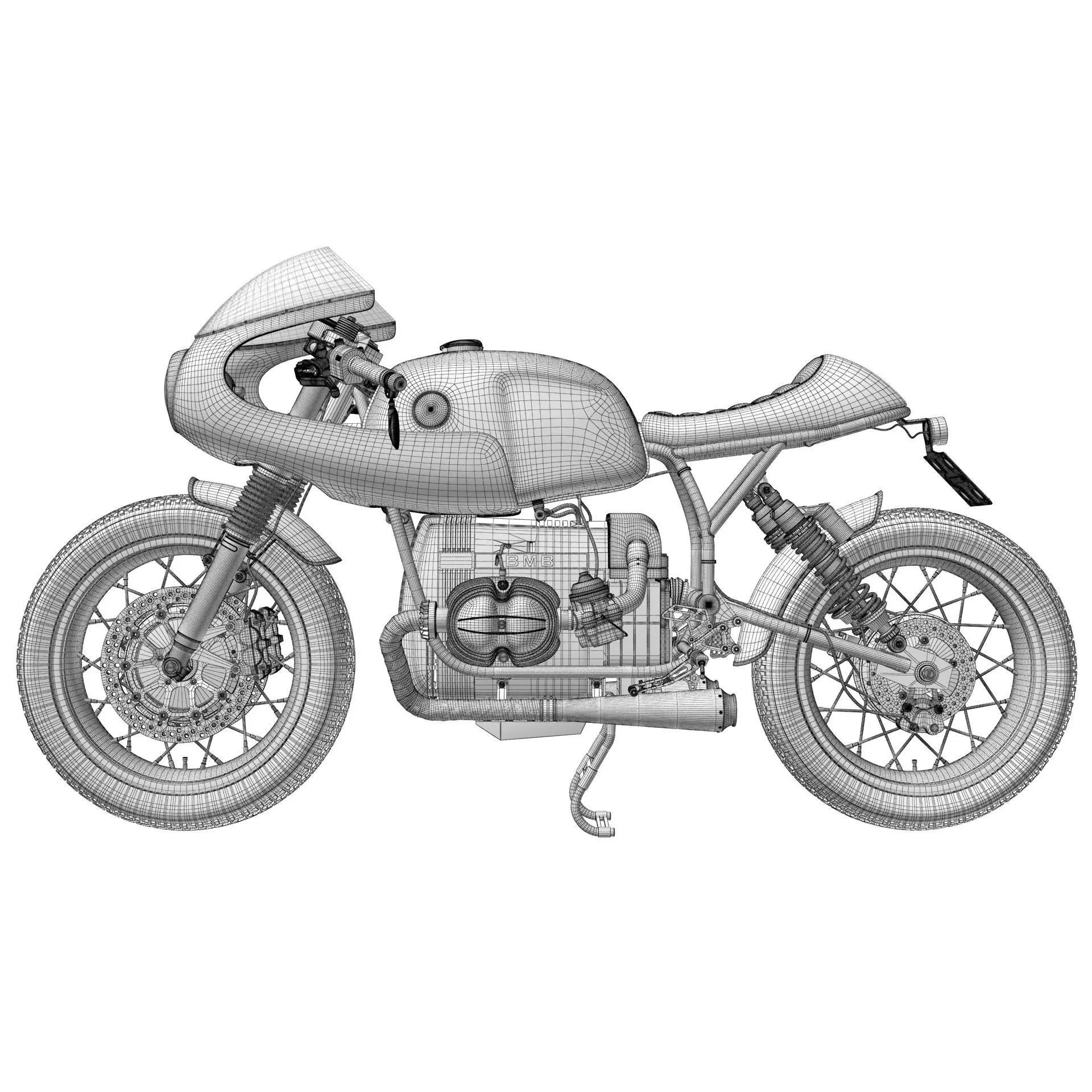 Cafe Racer R80 Motorcycle 3D model_19