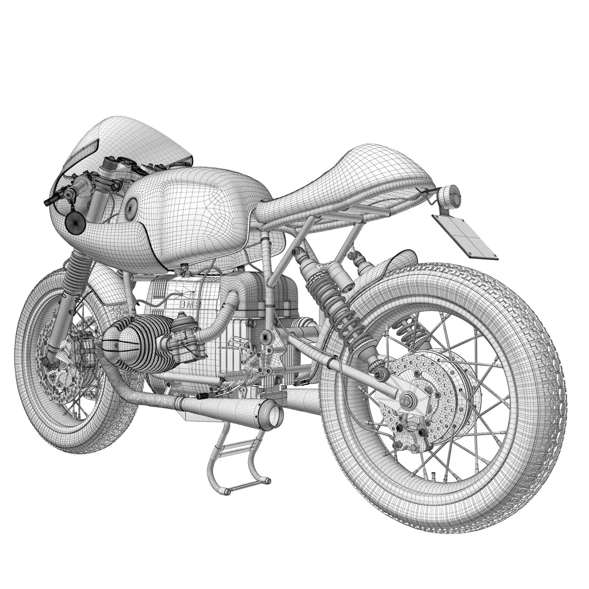 Cafe Racer R80 Motorcycle 3D model_22