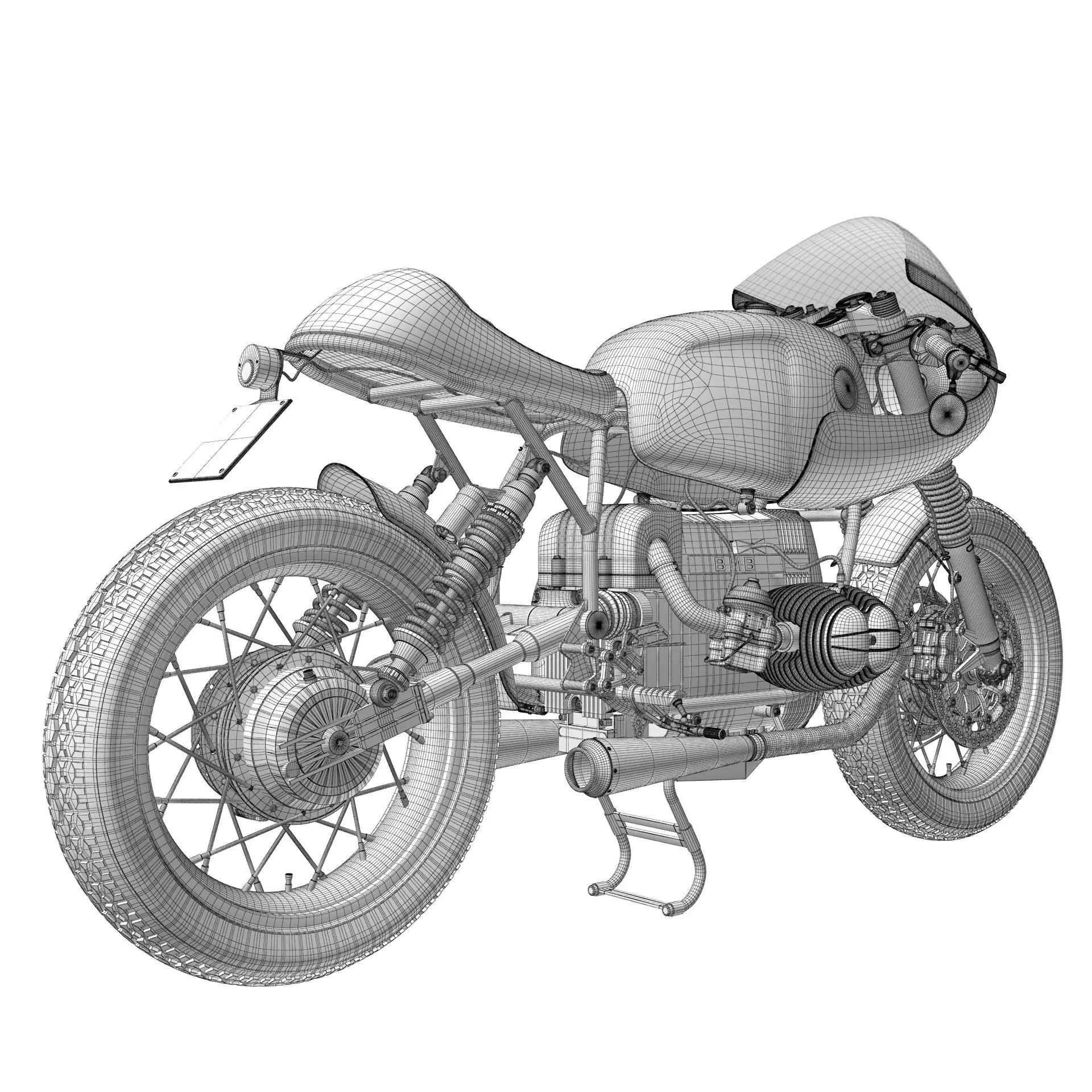 Cafe Racer R80 Motorcycle 3D model_23