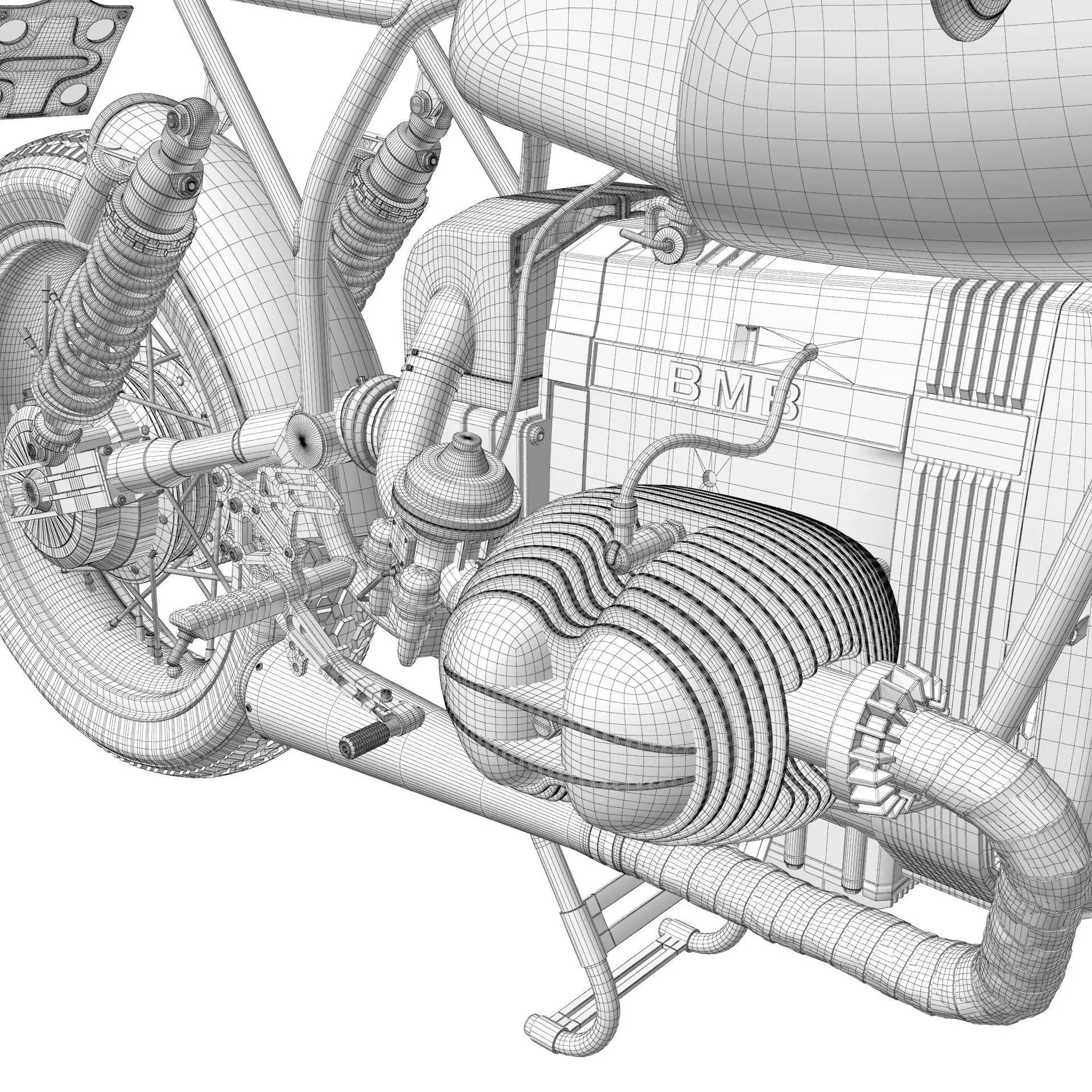 Cafe Racer R80 Motorcycle 3D model_25